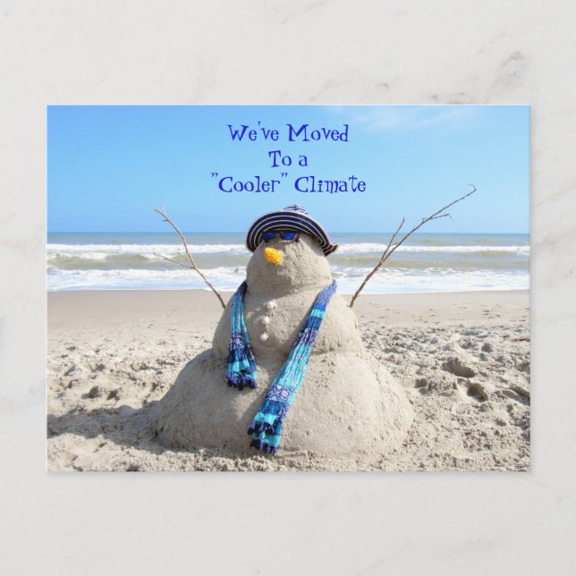 Florida Snowman - Beach - New Address Post Card (Front)