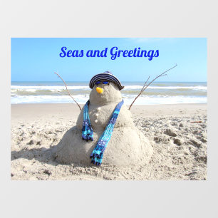 Florida Snowman - Beach Sculpture Window Cling