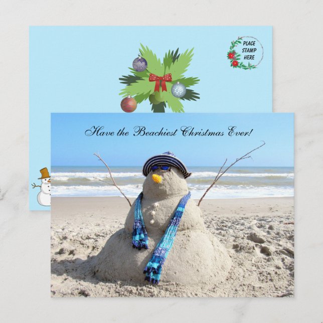 Florida Snowman Christmas Postcard (Front/Back)