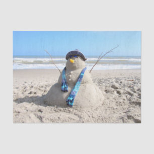 Florida Snowman - Sand Sculpture - Tissue Paper