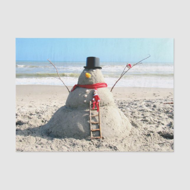 Florida Snowman - Sand Sculpture - Tissue Paper (Front)