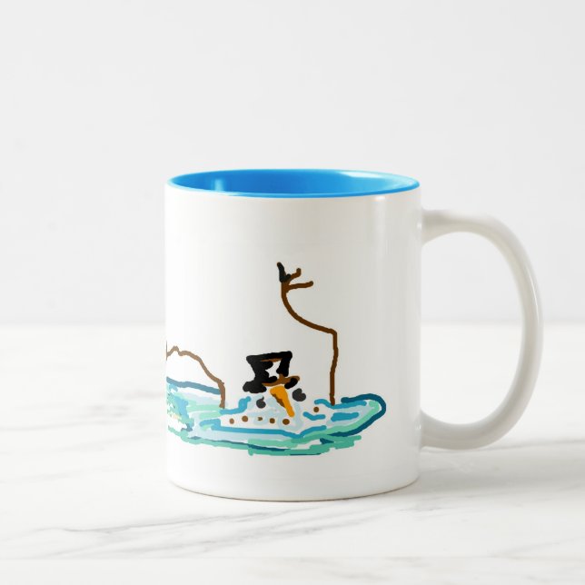 Florida Snowman Two-Tone Coffee Mug (Right)