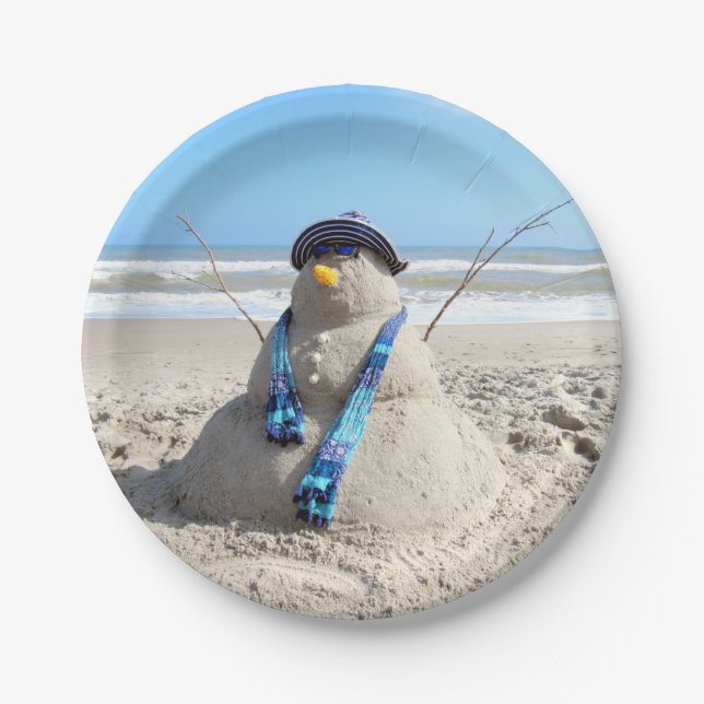 Florida Snowman - Winter Party - Paper Plates (Front)