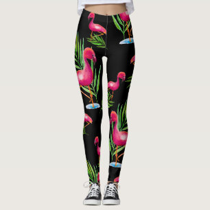 Florida South - Pink Flamingo Leggings on Black