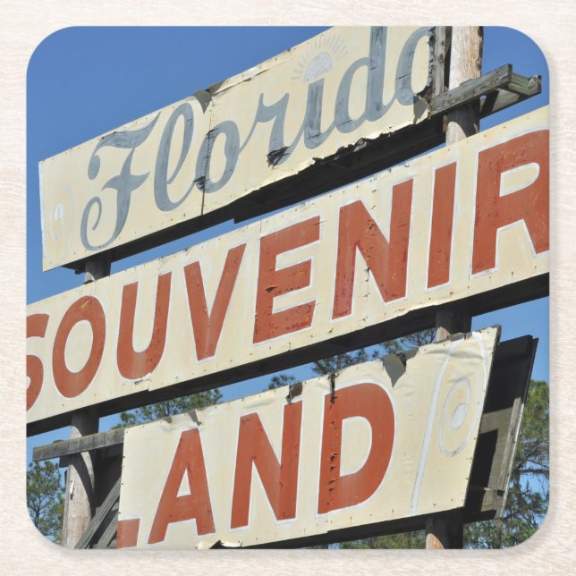 Florida Souvenir Land sign reusable Square Paper Coaster (Front)