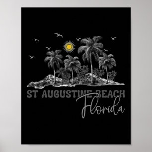 Florida St. Augustine Beach Fl Vintage Palm Tree M Poster