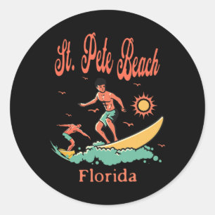 Florida St. Pete Beach Fl Surfer Surfing Fishing P Classic Round Sticker