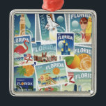 Florida Stamps Metal Tree Decoration<br><div class="desc">This design features a collage of scenes from Florida.</div>