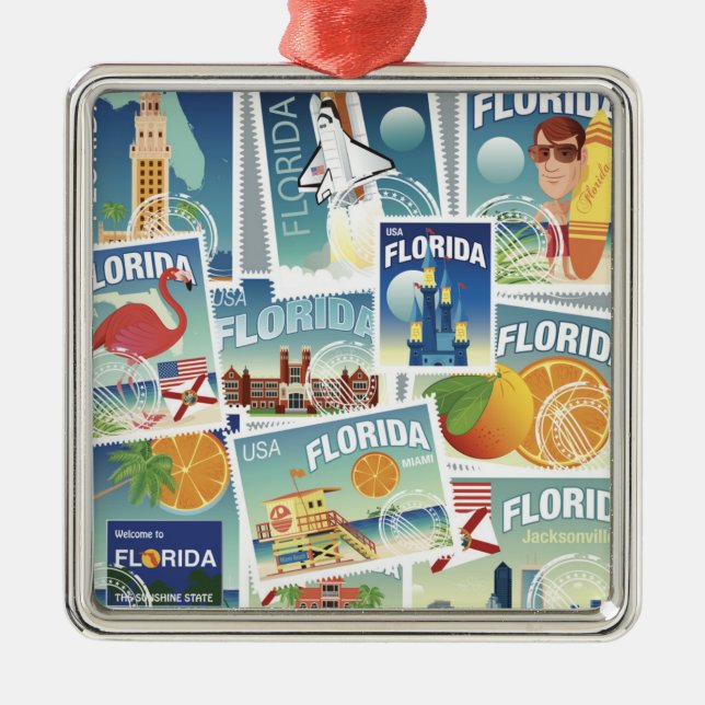 Florida Stamps Metal Tree Decoration (Front)