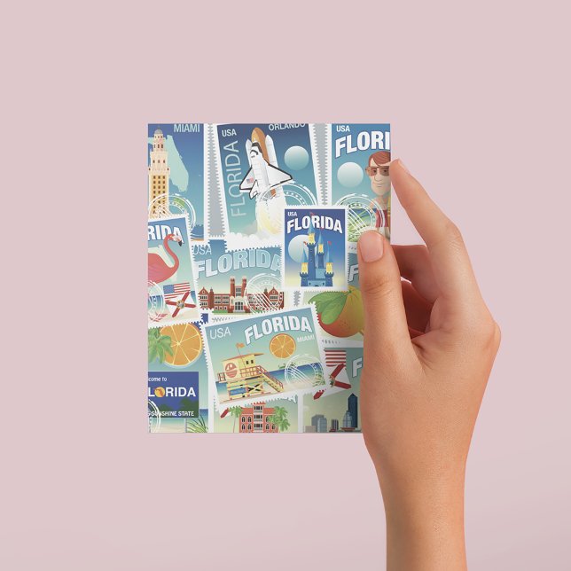 Florida Stamps Postcard (Person holding postcard)