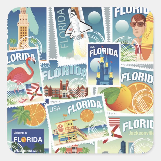 Florida Stamps Square Sticker (Front)