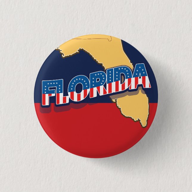 Florida stars and Stripes map 3 Cm Round Badge (Front)