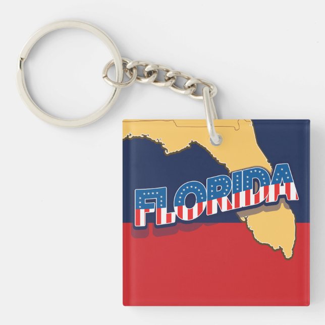Florida stars and Stripes map Key Ring (Front)