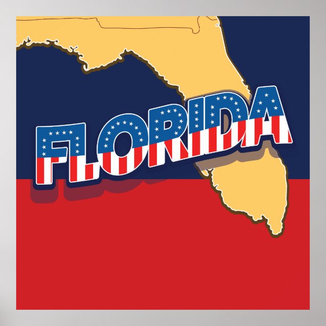 Florida stars and Stripes map Poster (Front)