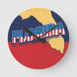 Florida stars and Stripes map Round Clock