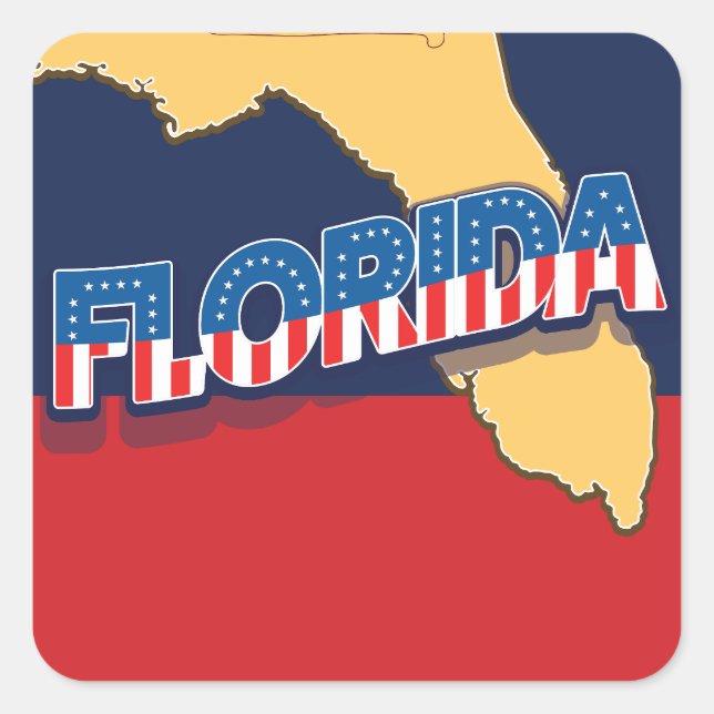Florida stars and Stripes map Square Sticker (Front)