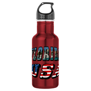 Florida State and USA Flag Text 532 Ml Water Bottle