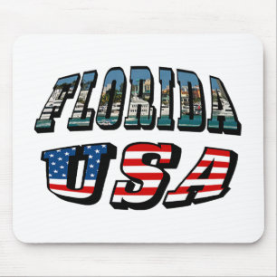 Florida State and USA Flag Text Mouse Mat