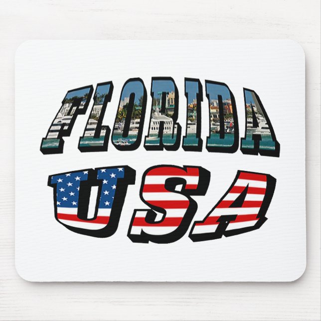 Florida State and USA Flag Text Mouse Mat (Front)