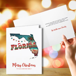 Florida State Christmas Map Holiday Card