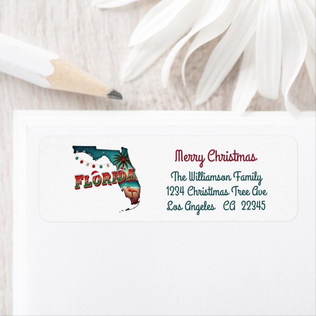 Florida State Christmas Map return address label (Insitu)