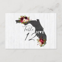 Florida State Destination Wedding Table Numbers