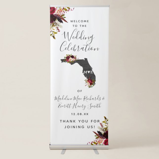 Florida State Destination Wedding Welcome Retractable Banner (Front)