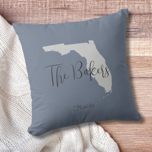 Florida State Family Name Throw Pillow (Show pride for your state and personalize it!  "love makes this house a home in <your state>")