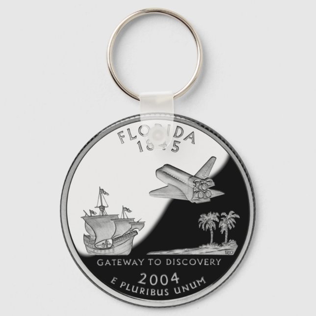 Florida State Faux Quarter Key Ring (Front)