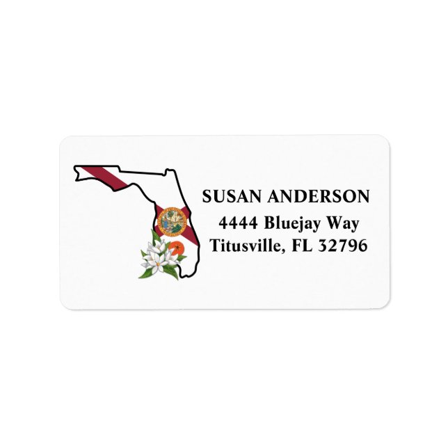 Florida State Flag and Flower Orange Blossom Label (Front)
