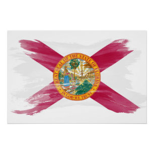 Florida state flag brush stroke, Florida flag Poster