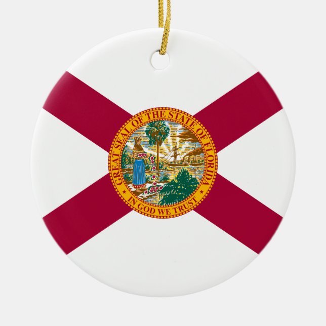 Florida State Flag Ceramic Tree Decoration (Front)