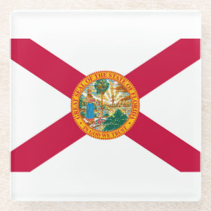 Florida State Flag Design Decor Glass Coaster