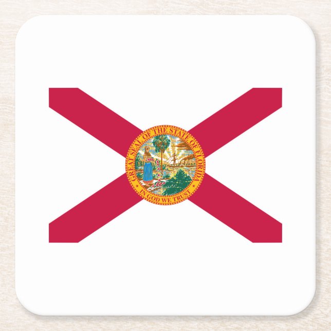 Florida State Flag Design Square Paper Coaster (Front)
