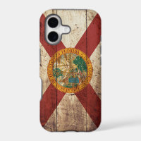 Florida State Flag on Old Wood Grain
