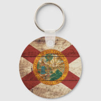Florida State Flag on Old Wood Grain