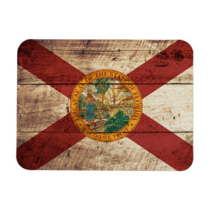 Florida State Flag on Old Wood Grain Magnet