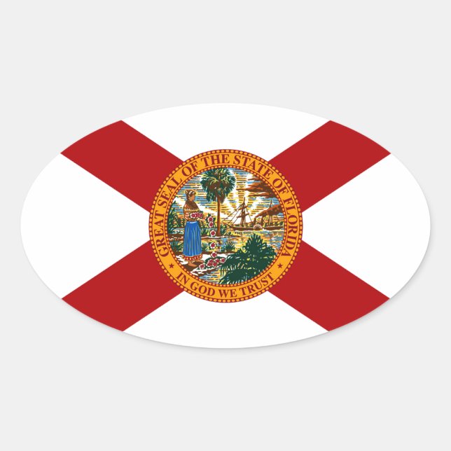 Florida State Flag Oval Sticker (Front)
