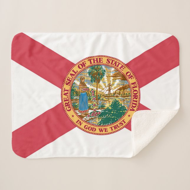 Florida State Flag Print Patriotic Sherpa Blanket (Front (Horizontal))