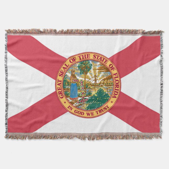 Florida State Flag Print Patriotic Throw Blanket (Front)