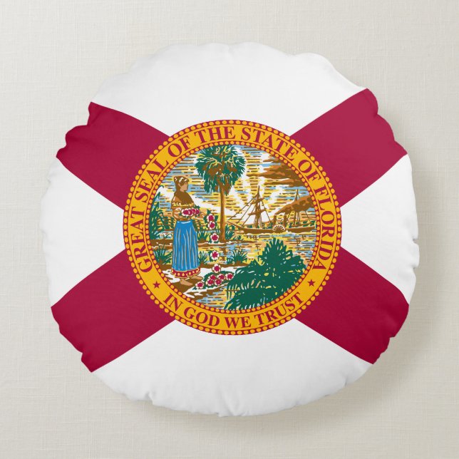 Florida State Flag Round Cushion (Front)