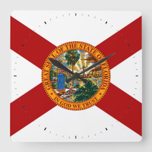 Florida State Flag Square Wall Clock
