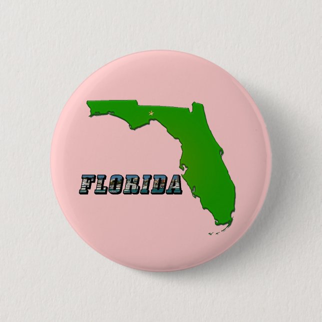 Florida State Map and Text 6 Cm Round Badge (Front)