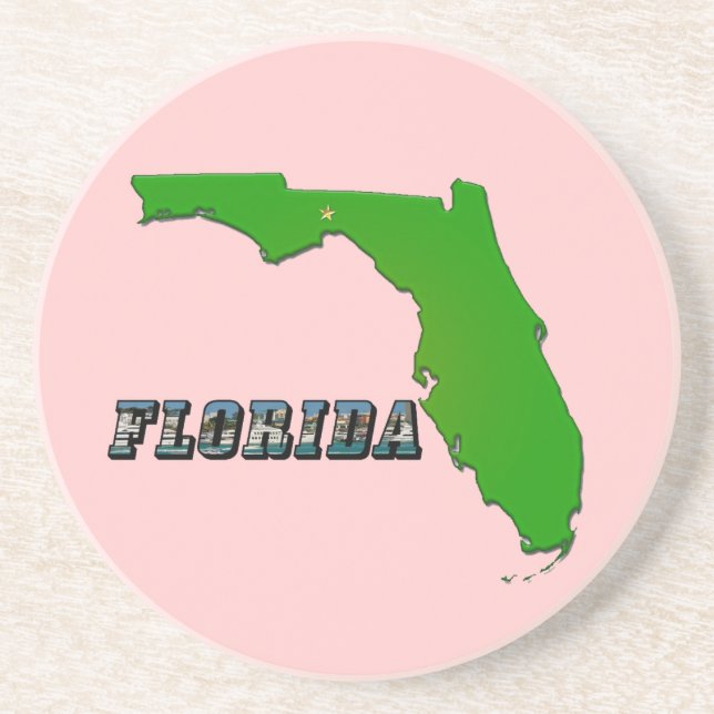 Florida State Map and Text Coaster (Front)