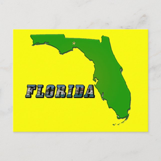 Florida State Map and Text Postcard (Front)