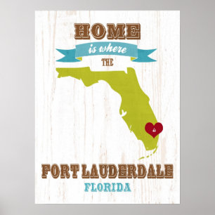 Florida State Map Art- Love Fort Lauderdale Art Poster