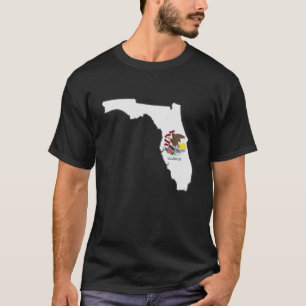 FLORIDA STATE MAP ILLINOIS IL Flag Roots Men Women T-Shirt