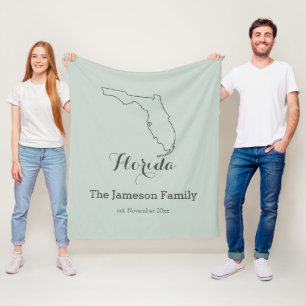 Florida state map outline family personalised      fleece blanket