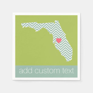 Florida State Map Outline with Custom Heart & Text Napkin