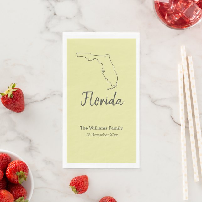 Florida State Map Personalised Family Reunion     Napkin (Insitu)